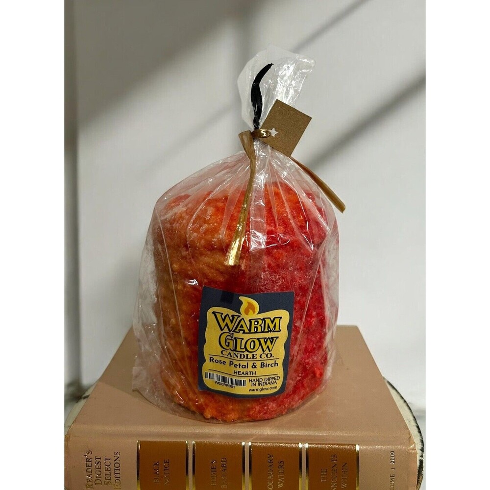 Warm Glow Candle Co Hearth Candle Rose Petal & Birch Scented Hand Dipped Indiana
